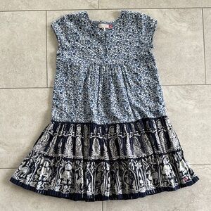 Pink Chicken White and Blue Smocked Tiered Sundress